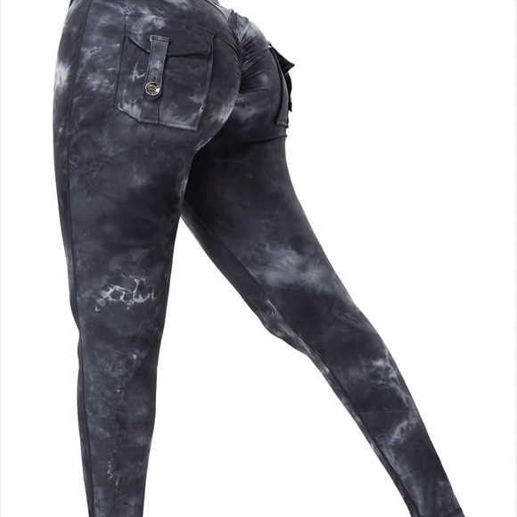 Blue Tie Dye  Leggings for Women Seamless Scrunch Leggings Butt Lifting Gym XS - Picture 1 of 6